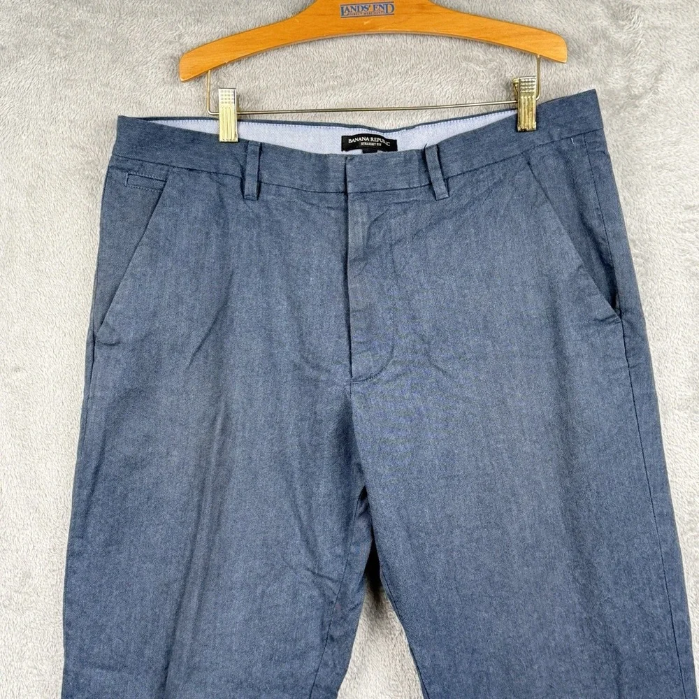 Banana Republic Pants Mens 34x30 Blue Cotton Straight Fit Lightweight Office